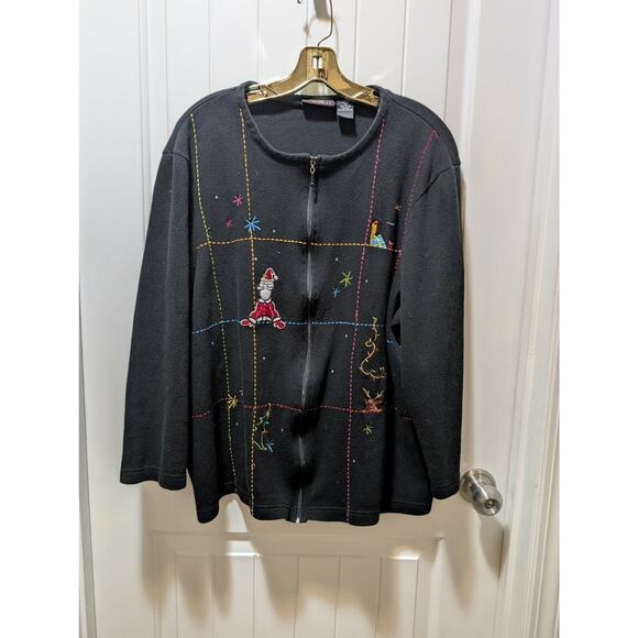 Vintage Onque Casuals Ugly Christmas Sweater Cardigan Holiday Festive Size 2X - Picture 1 of 10